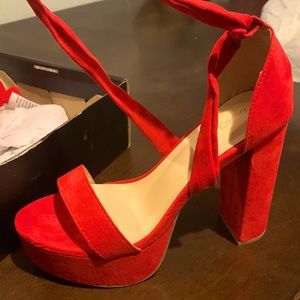 Fashion Nova red heels. Size 8.5 Brand New, only wore to try on.